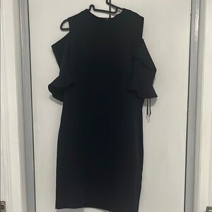 Elegant Navy Blue Ruffle Sleeve Dress